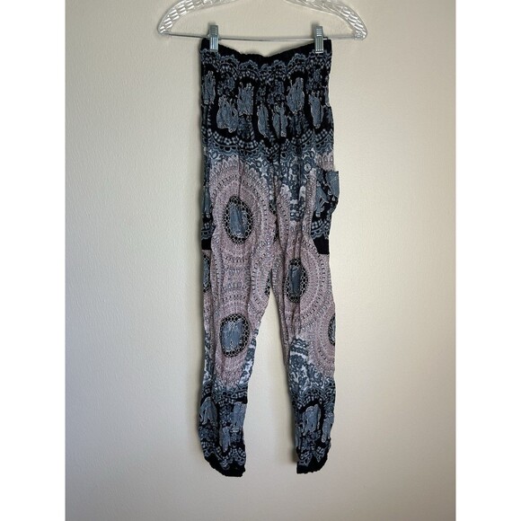 The Elephant Pants Small S Palazzo Lounge Ethnic Tribal Cargo Wide Leg Viscose - Picture 2 of 5